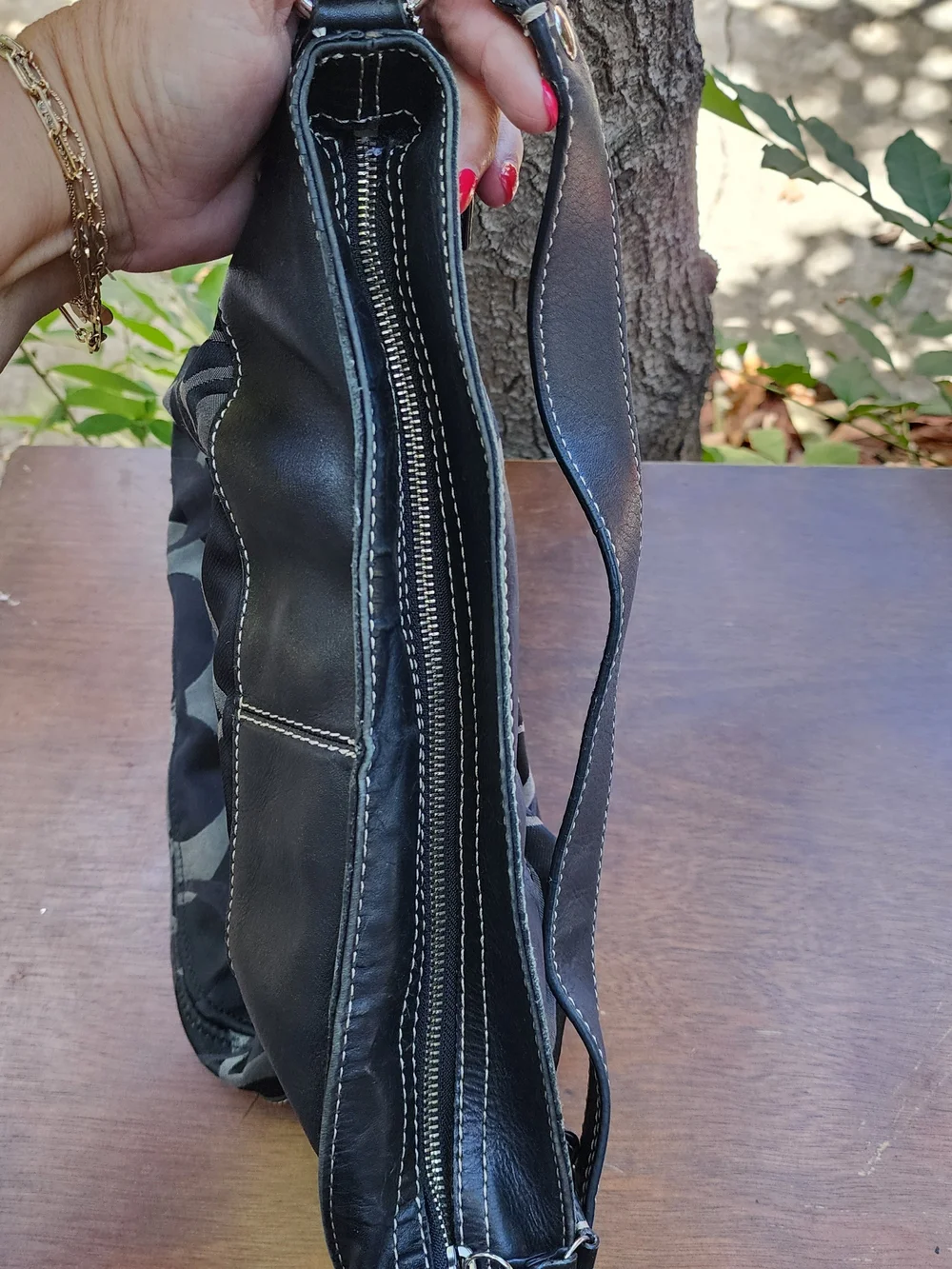 Coach Zoe Optic Signature C Jacquard Hobo Shoulder Bag Black Grey
